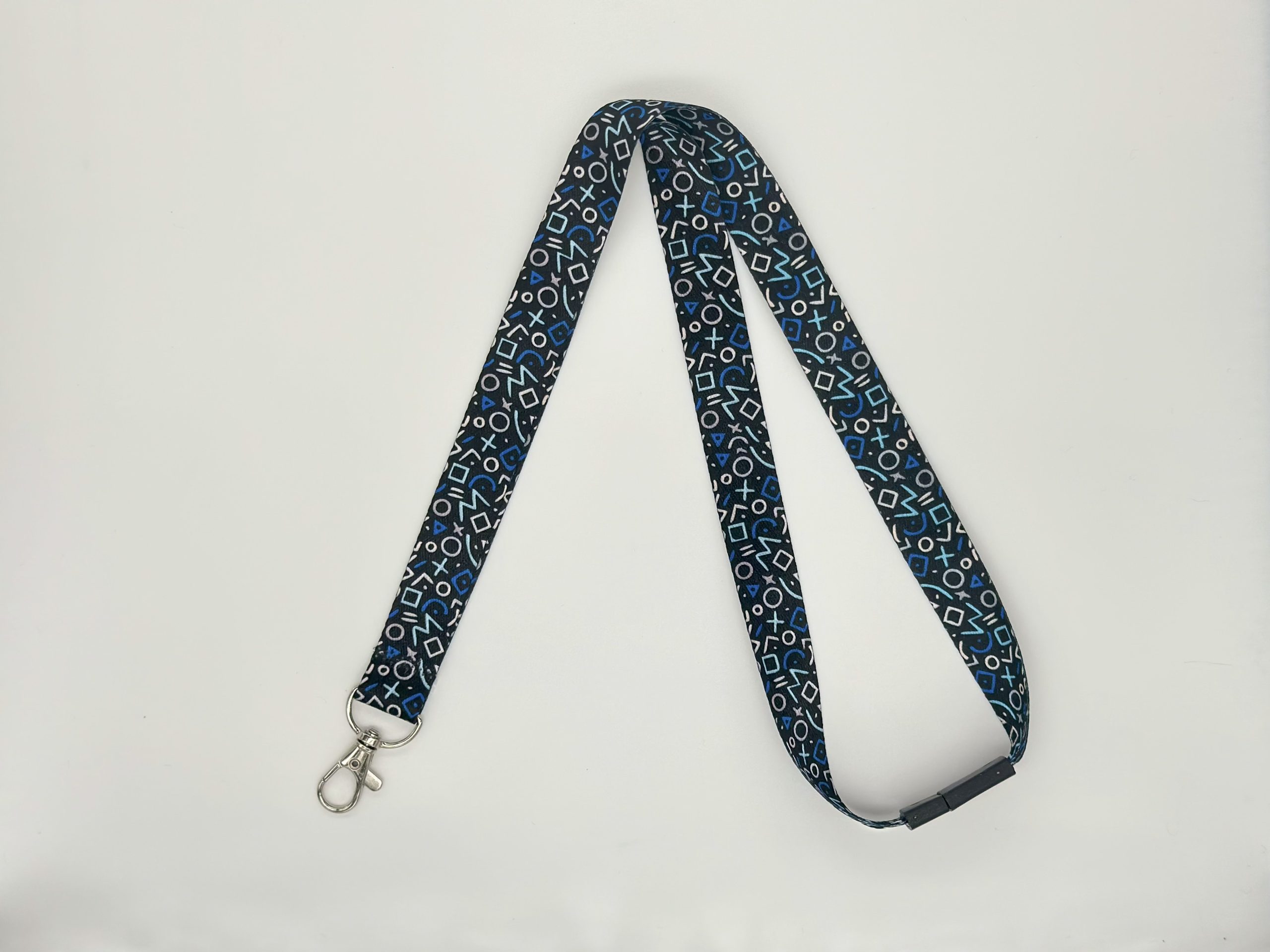 Blue pattern printed lanyard