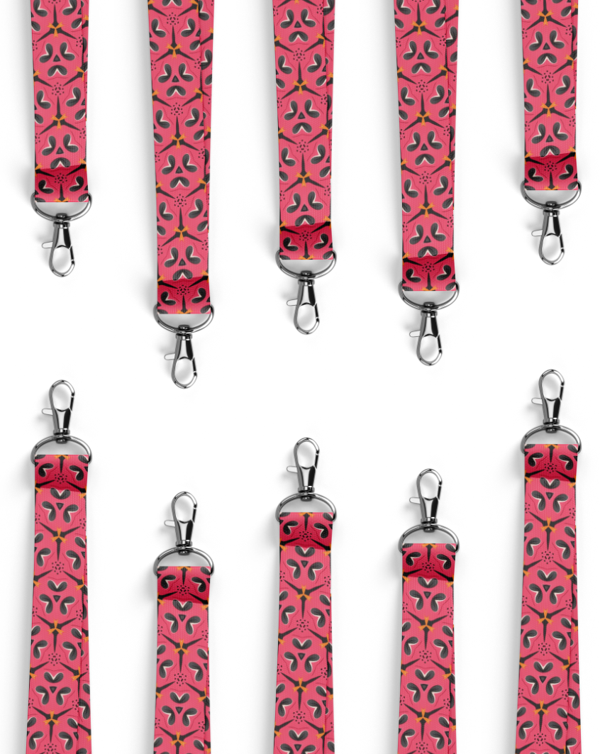 Red and black patterned lanyards